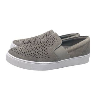 Vionic Loafer Womens 10 Taupe Suede Perforated Slip On Comfort Orthotic